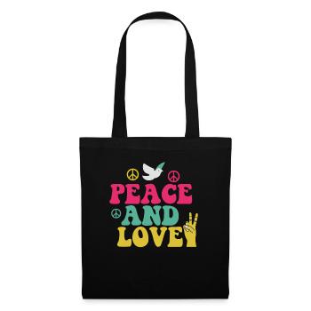 Hippie Peace and Love Puissance des fleurs des années 70 - Sac en tissu - noir - Devant