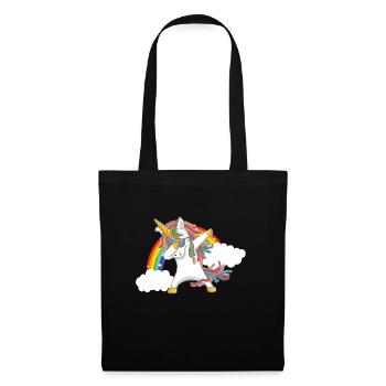 dabbing unicorn einhorn regenbogen - Stoffbeutel - Schwarz - Vorne