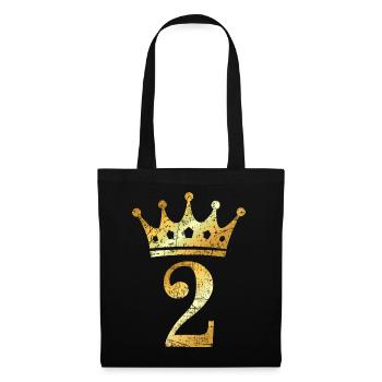 Krone Nummer 2 (Vintage Goldgelb) 2. Geburtstag - Stoffbeutel - Schwarz - Vorne
