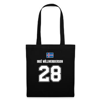 Fußball Island Sauf Trikot Ikke Willmerbierson 28 - Stoffbeutel - Schwarz - Vorne