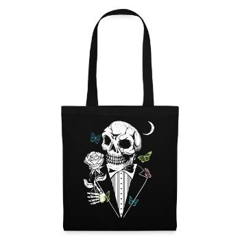Gentelman Skull mit Rose - Stoffbeutel - Schwarz - Vorne