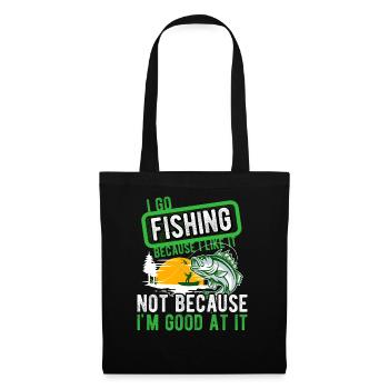 Angler Hobbyangler Fischer - Stoffbeutel - Schwarz - Vorne