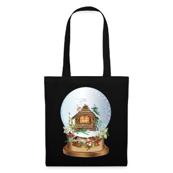 beautiful nostalgic snow globe with log cabin - Tote Bag - black - Front