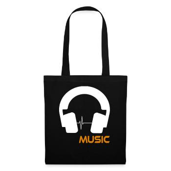 Musikwellen-Headset-Logo - Stoffbeutel - Schwarz - Vorne