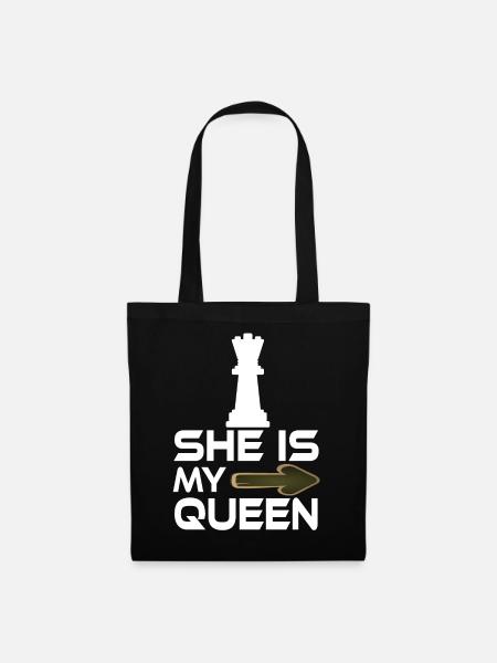 she is my queen text chess lover - Tote Bag - black