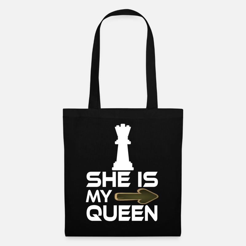 she is my queen text chess lover - Tote Bag - black