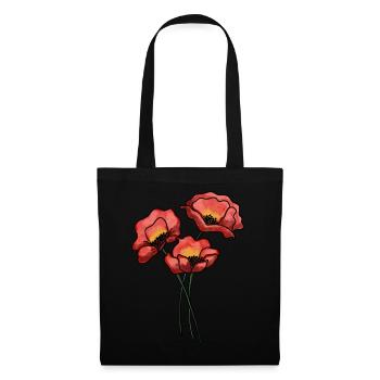 Mohnblumen - Stoffbeutel - Schwarz - Vorne