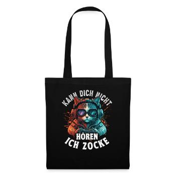 Kann Dich Nicht Hören Ich Zocke Zocker Headset - Stoffbeutel - Schwarz - Vorne