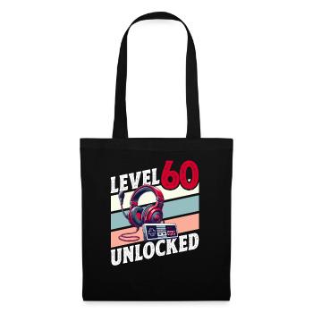 60. GEBURTSTAG MANN RETRO GAMER GAMING LEVEL - Stoffbeutel - Schwarz - Vorne