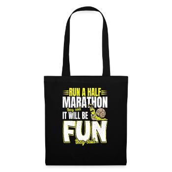 Laufen Joggen Laufshirt Herren Damen Halbmarathon - Stoffbeutel - Schwarz - Vorne