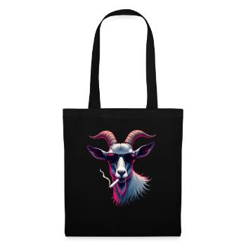 Chèvre avec des lunettes de soleil motif animal chèvres fumantes - Sac en tissu - noir - Devant