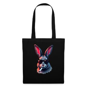 Lapin avec des lunettes de soleil motif animal lapins fumants - Sac en tissu - noir - Devant
