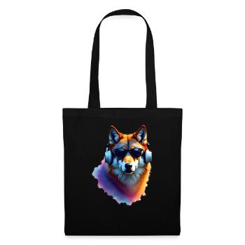 Wolf Kunst Kunstwerk Wasserfarbe Wald Wolf - Stoffbeutel - Schwarz - Vorne