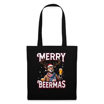 Weihnachten Bier Rudolf das Rentier lustiges Ugly - Stoffbeutel - Schwarz - Vorne