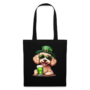 Pudel St. Patricks Day Bier Outfit Hunde - Stoffbeutel - Schwarz - Vorne