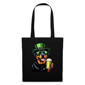 Rottweiler Tenue de bière de la Saint-Patrick Chiens - Sac en tissu - noir - Devant