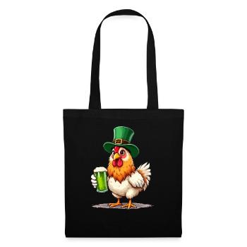 Huhn St. Patricks Day Bier Outfit Hühner - Stoffbeutel - Schwarz - Vorne