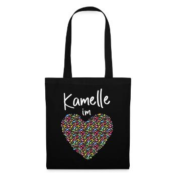 Kamelle im Herz Karneval Köln Konfetti Kölle Alaaf - Stoffbeutel - Schwarz - Vorne