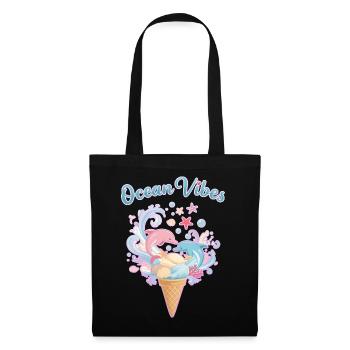 Eiscreme & Delfine Design 🍦🐬🐬 - Stoffbeutel - Schwarz - Vorne