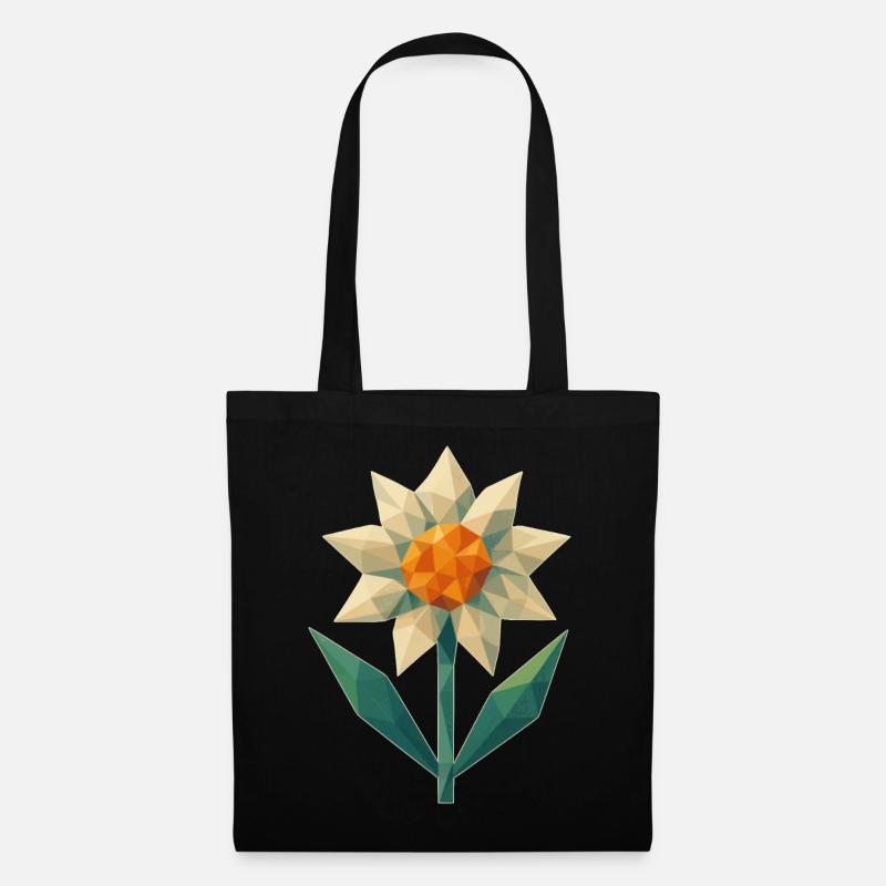 Geometrische Blume - Edelweiss - Stoffbeutel - Schwarz