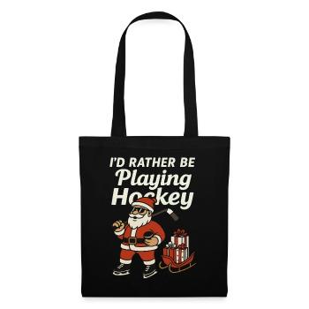 Lustiges Eishockey TShirt Weihnachtsgeschenk - Stoffbeutel - Schwarz - Vorne