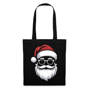 Le Père Noël avec des lunettes à moustache - Sac en tissu - noir - Devant