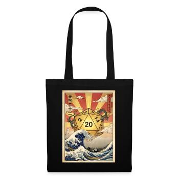 Natural 20 D20 Dragon Wave Japan Fantasy - Sac en tissu - noir - Devant