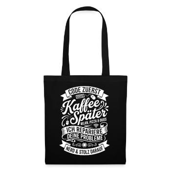 Code First Coffee Later - Tote Bag - black - Front