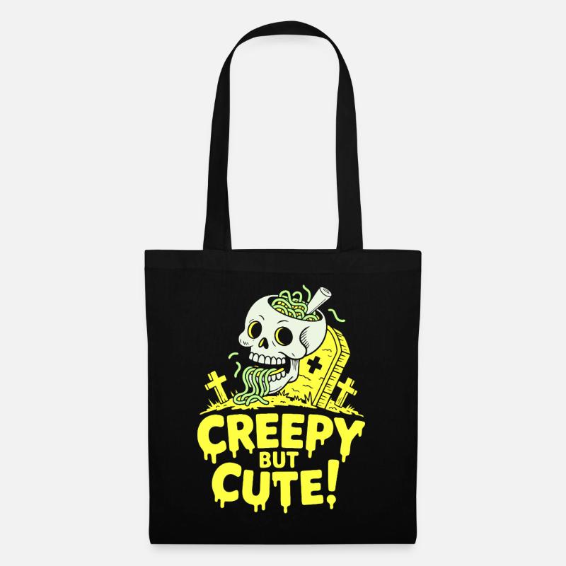 Un éclat de crâne effrayant mais mignon - Sac en tissu - noir