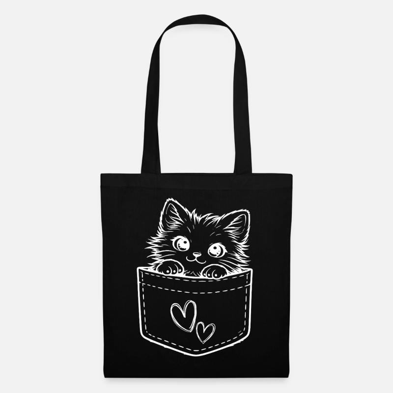 Kätzchen aus der Tasche - Stoffbeutel - Schwarz