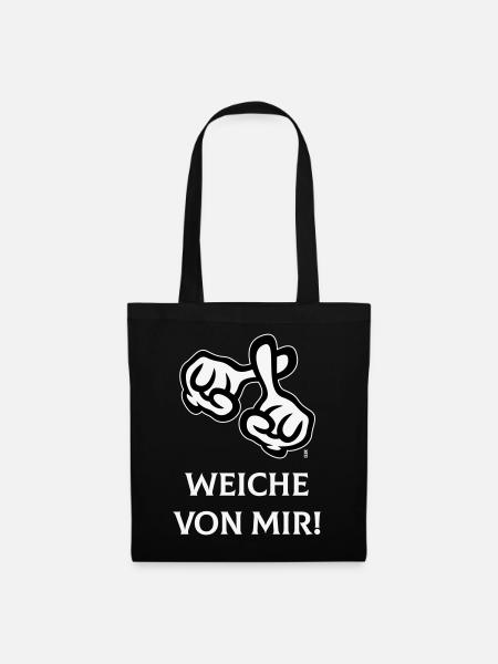 Weiche Von Mir! (Kreuz / Bibel / Religion / NEG2C) - Stoffbeutel - Schwarz