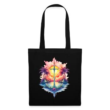 Tropical anchor at sunrise - Tote Bag - black - Front