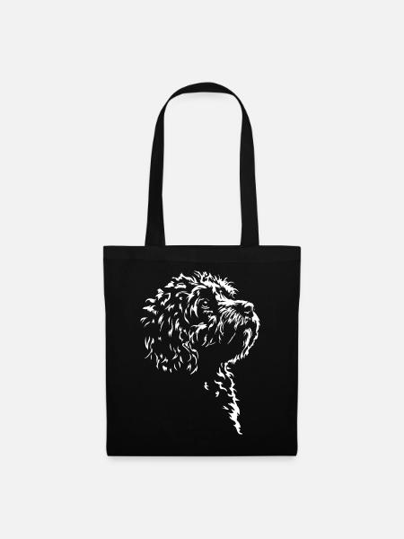 Cavapoo Silhouette Hunde Hund Wilsigns - Stoffbeutel - Schwarz
