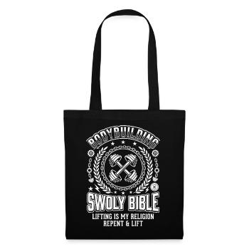 Bodybuilding Bibel Heben ist Religion - Stoffbeutel - Schwarz - Vorne