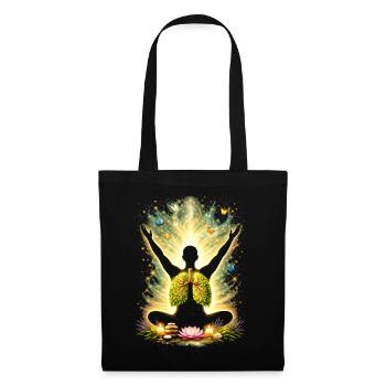 Meditation Atmung Natur Lunge Design  - Stoffbeutel - Schwarz - Vorne