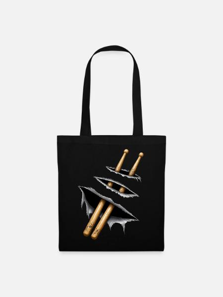 Drumsticks Design – Schlagzeuger & Musiker Motiv - Stoffbeutel - Schwarz