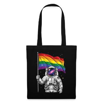 Pride Month LGBT – Astronaut mit Regenbogenflagge - Stoffbeutel - Schwarz - Vorne