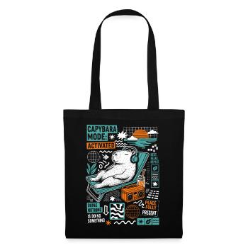 Capybara Mode Activated Funny Design - Stoffbeutel - Schwarz - Vorne