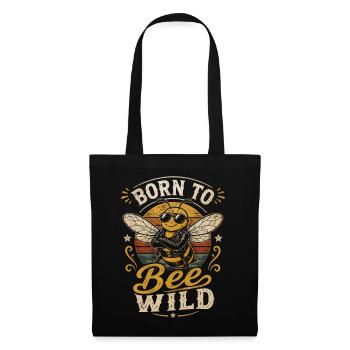 Born to Bee Wild Retro Biker Bee - Stoffbeutel - Schwarz - Vorne