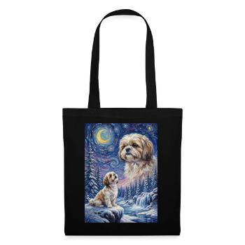Hurlant à la Lune Mème Chien Shih Tzu - Sac en tissu - noir - Devant