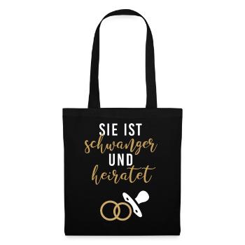 Sie schwanger heiratet Braut Babybauch JGA Gruppe2 - Stoffbeutel - Schwarz - Vorne
