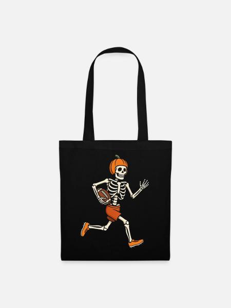 Halloween-Skeleton-Footballspieler - Stoffbeutel - Schwarz