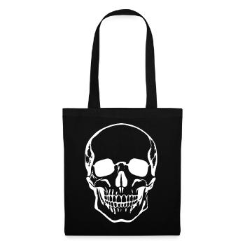 Totenkopf Skull Schädel weiß  Halloween T-shirt - Stoffbeutel - Schwarz - Vorne