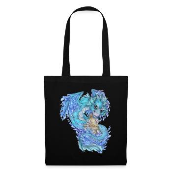Niedlich Drache Phantasie Mythologie Wasser See - Stoffbeutel - Schwarz - Vorne
