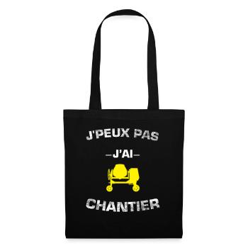 je peux pas j'ai chantier - bétonnière - Sac en tissu - noir - Devant