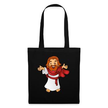 Jesus als Comicfigur Geschenk Geschenkidee - Stoffbeutel - Schwarz - Vorne
