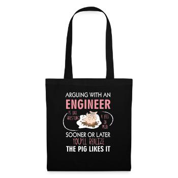 Arguing With An Engineer Is Like Wrestling a pig i - Tote Bag - black - Front