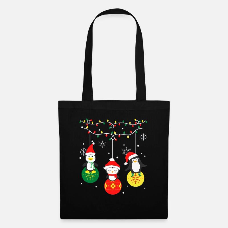 Pinguin Weihnachten - Stoffbeutel - Schwarz
