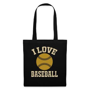 I Love Baseball Shirt - Stoffbeutel - Schwarz - Vorne
