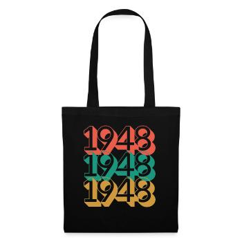 Anniversaire année 1948 / Vintage 1948 / Retro 48 - Sac en tissu - noir - Devant